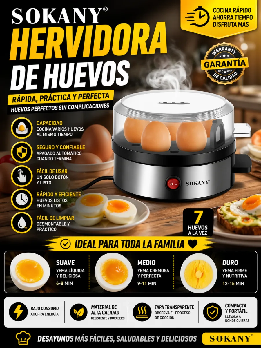 HERVIDOR DE HUEVOS SOKANY 7 PUESTOS 1
