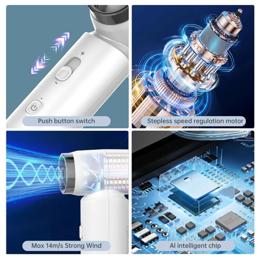 Soplador Aire Portátil Recargable 3 boqu
