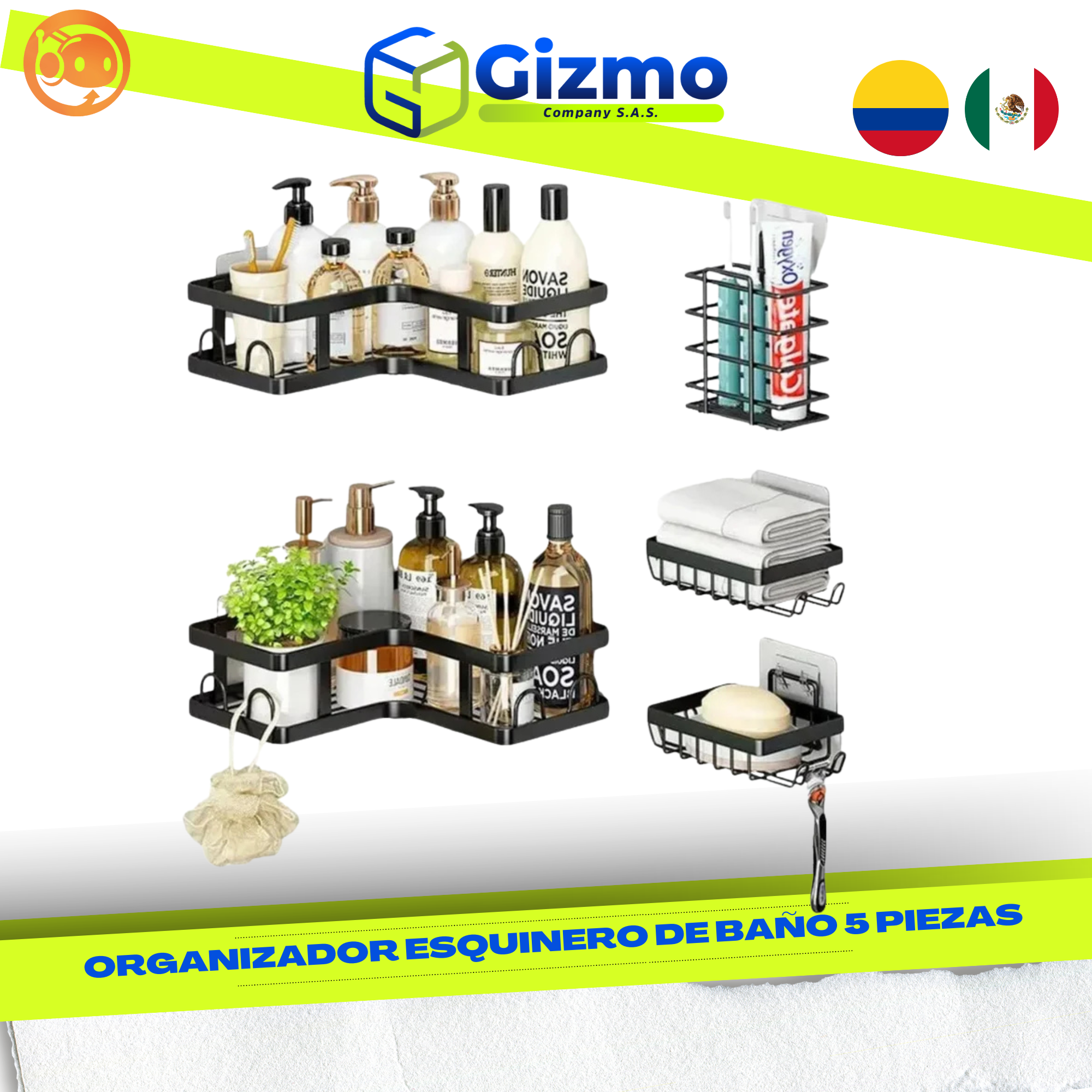 Organizador Esquinero de Baño 5 Piezas 1